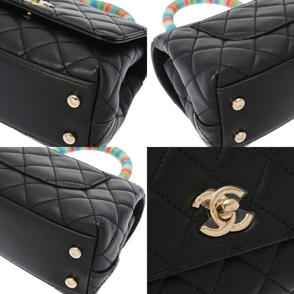 Chanel Black Quilted Chèvre Extra Mini Rainbow Coco Handle Flap Gold Hardware - Picture 9 of 12